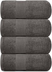 4 Pack Resort Collection Soft Bath Towels 28x55 in Luxury Hotel Plush & Absorbent Cotton Bath Towel Large Charcoal