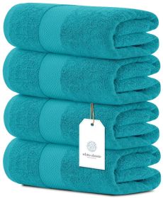 Luxury Bath Towels Set of 4 Large 700 GSM Cotton Ultra Soft Bath Towels 27x54 n Highly Absorbent and Quick Dr Aqua Green