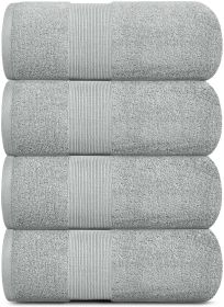 4 Pack Dolphin Grey Color Resort Collection Soft Bath Towels 28x55 inch Luxury Hotel Plush & Absorbent Cotton Bath Towel Large