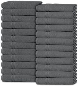 Bulk 24 Pack Grey Washcloths for Body and Face Towel Cotton Wash Cloths Flannel Spa Fingertip Wash Clothes 12x12 Inch Soft Absorbent Gym Towels