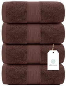 Luxury Bath Towels Large Cotton Hotel spa Bathroom Towel 30x56 inch 4 Pack Brown Color