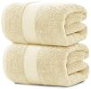 Luxury Soft Beige Bath Sheet Towels 650 GSM Cotton Luxury Bath Towels 2 Pack Extra Large 35x70 inch Highly Absorbent and Quick Dry Hotel Collection Ex