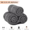 Charcoal Washcloths for Body and Face Towel Cotton Wash Cloths Bulk 48 Pack Flannel Spa Fingertip Wash Clothes 12x12 Inch Soft Absorbent Gym Towels