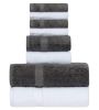 Luxury Grey White Bath Towel Set of 8 Pcs Combed Cotton Hotel Quality Absorbent | 2 Bath Towels | 2 Hand Towels | 4 Washcloths Grey White