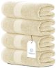 4 Pack Luxury Bath Towels Large Cotton Hotel spa Bathroom Towel 30x56 inch Beige Color