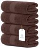 Luxury Bath Towels Large Cotton Hotel spa Bathroom Towel 30x56 inch 4 Pack Brown Color