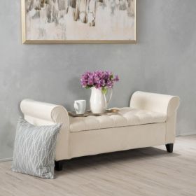 HAYES ARMED STORAGE BENCH (Option: Ivory)