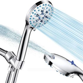 Handheld With 2 Gear Spray Gun 5 Gear Supercharged Shower (Option: Electrochromism Color-Shower Hose No Trace Stickers)