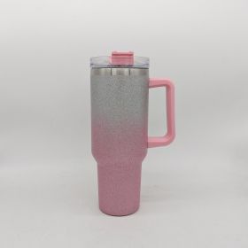 Large Capacity Double-layer Stainless Steel Vacuum Insulation Cup (Option: Gradient Pink)