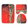 3 Pcs Christmas Bathroom Rugs Set Contour Non-slip Toilet Mats