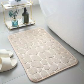 1pc Non-Slip Memory Foam Bath Rug with Cobblestone Embossment - Rapid Water Absorbent and Washable - Soft and Comfortable Carpet for Shower Room and B (Color: Coffee)