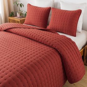 Quilt Bedding Sets with Pillow Shams, Deep Lightweight Bedspread Coverlet, Quilted Blanket Thin Comforter Bed Cover, 3 Pieces, (Color: Burnt Orange, size: QUEEN)