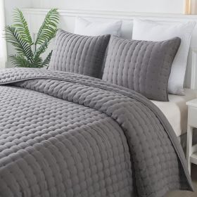 Quilt Bedding Sets with Pillow Shams, Deep Lightweight Bedspread Coverlet, Quilted Blanket Thin Comforter Bed Cover, 3 Pieces, (Color: Dark Grey, size: KING)