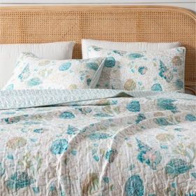 Full / Queen set, Summer Coastal Quilt with Sham, Beach 2-Piece Reversible All Season Bedspread Quilt Set. Lightweight Nautical (Color: Westsands, size: Full   Queen)