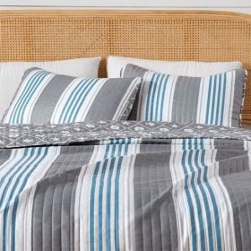 Full / Queen set, Summer Coastal Quilt with Sham, Beach 2-Piece Reversible All Season Bedspread Quilt Set. Lightweight Nautical (Color: St. Croix, size: Full   Queen)