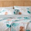 Full / Queen set, Summer Coastal Quilt with Sham, Beach 2-Piece Reversible All Season Bedspread Quilt Set. Lightweight Nautical