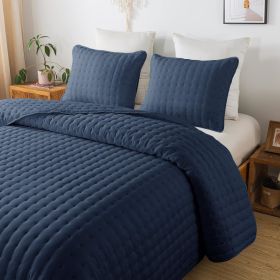 Quilt Bedding Sets with Pillow Shams, Deep Lightweight Bedspread Coverlet, Quilted Blanket Thin Comforter Bed Cover, 3 Pieces, (Color: Navy Blue, size: QUEEN)