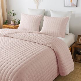 Quilt Bedding Sets with Pillow Shams, Deep Lightweight Bedspread Coverlet, Quilted Blanket Thin Comforter Bed Cover, 3 Pieces, (Color: Pink, size: KING)