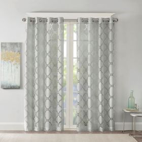 Fretwork Burnout Sheer Curtain Panel(Only 1 Pc Panel) (Color: as Pic)