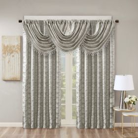 Jacquard Lined Total Blackout Rod Pocket/Back Tab Curtain Panel(Only 1 Pc Panel) (Color: as Pic)