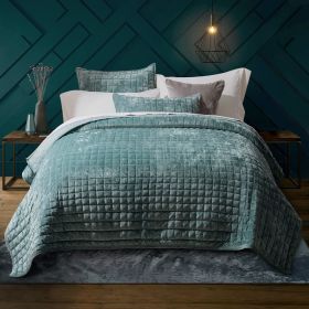 Quilt Set, Lightweight Comforter Set, Oversized Bedspread Coverlet Quilted Bedding Set, with 2 Matching Pillow Shams, (Color: Aqua Green, size: KING)