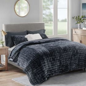 Quilt Set, Lightweight Comforter Set, Oversized Bedspread Coverlet Quilted Bedding Set, with 2 Matching Pillow Shams, (Color: Black, size: KING)