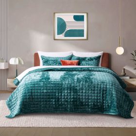 Quilt Set, Lightweight Comforter Set, Oversized Bedspread Coverlet Quilted Bedding Set, with 2 Matching Pillow Shams, (Color: Teal, size: Full)