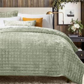 Quilt Set, Lightweight Comforter Set, Oversized Bedspread Coverlet Quilted Bedding Set, with 2 Matching Pillow Shams, (Color: Sage Green, size: Full)