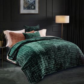 Quilt Set, Lightweight Comforter Set, Oversized Bedspread Coverlet Quilted Bedding Set, with 2 Matching Pillow Shams, (Color: Emerald Green, size: Full)