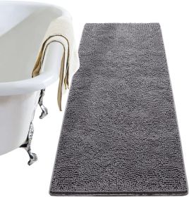 NOAHAS Non Slip Bathroom Rug Shaggy Bath Mat Washable Rugs for Bathroom Shower Soft Plush Chenille Absorbent Carpets Mats (Color: Grey, Specification: 61X92cm)