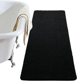 NOAHAS Non Slip Bathroom Rug Shaggy Bath Mat Washable Rugs for Bathroom Shower Soft Plush Chenille Absorbent Carpets Mats (Color: Black, Specification: 61X92cm)