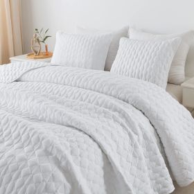 Quilt Bedding Sets with 2 Pillow Shams, Lightweight Soft Bedspread Coverlet, Quilted Blanket Thin Comforter Bed Cover,3 Pieces, (Color: White, size: Twin)