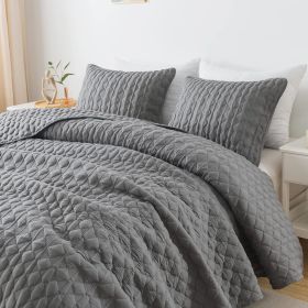 Quilt Bedding Sets with 2 Pillow Shams, Lightweight Soft Bedspread Coverlet, Quilted Blanket Thin Comforter Bed Cover,3 Pieces, (Color: Dark Grey, size: KING)