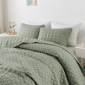 Quilt Bedding Sets with 2 Pillow Shams, Lightweight Soft Bedspread Coverlet, Quilted Blanket Thin Comforter Bed Cover,3 Pieces, (Color: Green, size: KING)