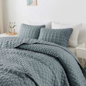 Quilt Bedding Sets with 2 Pillow Shams, Lightweight Soft Bedspread Coverlet, Quilted Blanket Thin Comforter Bed Cover,3 Pieces, (Color: Blue Grey, size: Twin)