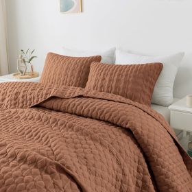 Quilt Bedding Sets with 2 Pillow Shams, Lightweight Soft Bedspread Coverlet, Quilted Blanket Thin Comforter Bed Cover,3 Pieces, (Color: Burnt Orange, size: California King)