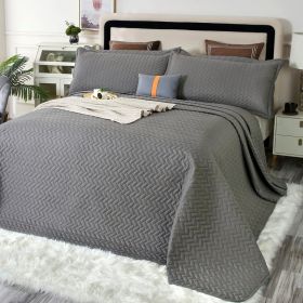 Oversized King Plus Szie Quilt Set 3 Pieces,128"x120" Extra Large King Size Bedspreads Lightweight Comforter Reversible Coverlet (Color: Gray- Herringbone, size: Oversized King Plus)