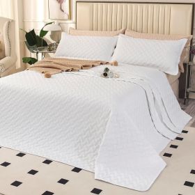 Oversized King Plus Szie Quilt Set 3 Pieces,128"x120" Extra Large King Size Bedspreads Lightweight Comforter Reversible Coverlet (Color: White- Basket, size: Oversized King Plus)