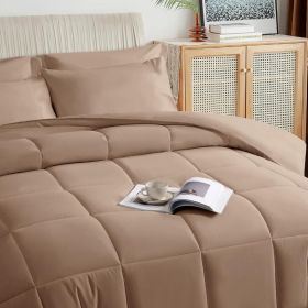 Black King Size Comforter Set - 7 Pieces,Bed in a Bag Bedding Sets with All Season Soft Quilted Warm Fluffy Reversible Comforter (Color: Beige, size: Full)