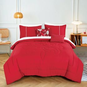 Bed in a Bag 9-Piece Qubilah Red Floral Quilted Comforter & Sheet Set (size: QUEEN)