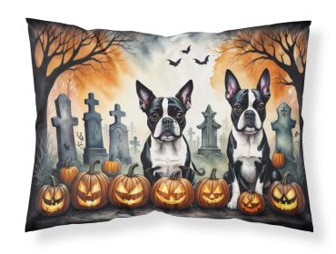 Boston Terrier Spooky Halloween Standard Pillowcase Lightweight Super Soft Easy Care Decorative Artwork Pillowcase, Standard (Default: Default)