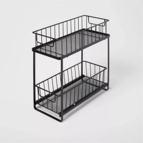 Two Tiered Slide Out Organizer (Color: Black)