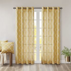 Fretwork Print Grommet Top Window Curtain Panel(Only 1 Pc Panel) (Color: as Pic)