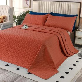 Oversized King Plus Szie Quilt Set 3 Pieces,128"x120" Extra Large King Size Bedspreads Lightweight Comforter Reversible Coverlet (Color: Coral Cloud-, size: Oversized King Plus)