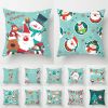 45*45 Christmas Cushion Cover Merry Christmas Decorations for Home Santa Reindeer Pillow Cases Xmas Gifts New Year 2024 Navidad