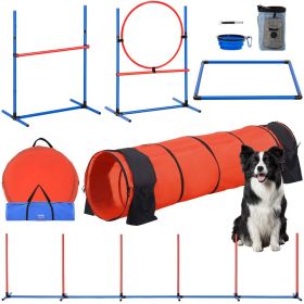 VEVOR Dog Agility Training Equipment 5 PCS Set Upgrade W Hurdles Extended Tunnel (Option: HC ZAG08)